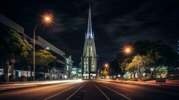 Night view of Perth Bell Tower. Generative AI photo