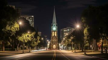 Night view of Perth Bell Tower. Generative AI photo