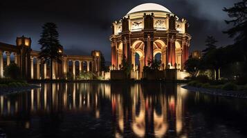 noche ver de palacio de multa letras. generativo ai foto