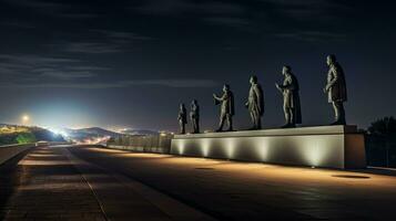 Night view of National Heroes Acre. Generative AI photo