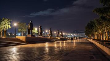 Night view of National Heroes Acre. Generative AI photo