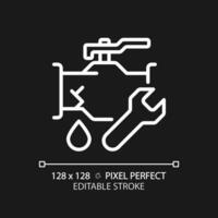 2D pixel perfect editable white pipeline leakage icon, isolated vector, thin line illustration representing plumbing. vector