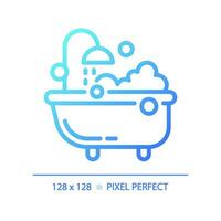 2d píxel Perfecto azul degradado burbuja bañera icono, aislado vector, Delgado línea ilustración. vector