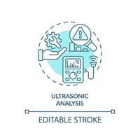 2D editable blue icon ultrasonic analysis concept, isolated vector, predictive maintenance thin line monochromatic illustration. vector