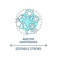 2D editable blue icon reactive maintenance concept, isolated vector, predictive maintenance thin line monochromatic illustration. vector