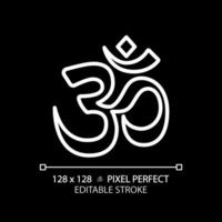 2D pixel perfect editable white om icon, isolated vector, meditation thin line illustration. vector