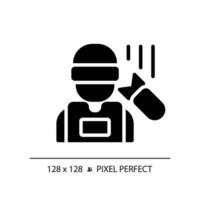 2D pixel perfect editable media technician icon, isolated vector, thin line illustration representing journalism. vector