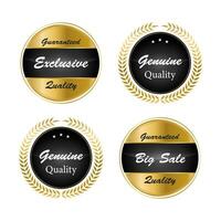 Best certification golden sign. Gold design premium award emblem medals and round labels stamp elegant quality guarantee plate badge set vector