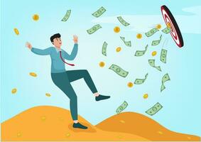 Cheerful businessman jumping to celebrate success and wealth In achieving the goal Stock Illustration vector