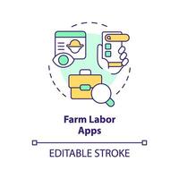Farm labor apps multi color concept icon. Online platform. Hiring process. Mobile application. Agriculture business. Round shape line illustration. Abstract idea. Graphic design. Easy to use vector