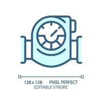 Pressure gauge light blue icon. Industrial application. Pressure measure. Monitoring equipment. RGB color sign. Simple design. Web symbol. Contour line. Flat illustration. Isolated object vector