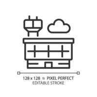 2D pixel perfect editable black building icon, isolated vector, thin line illustration. vector