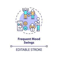 2D editable frequent mood swings thin line icon concept, isolated vector, multicolor illustration representing behavioral therapy. vector