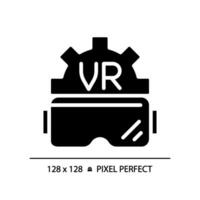 2D pixel perfect glyph style VR goggles icon, isolated vector, silhouette illustration representing VR, AR and MR. vector