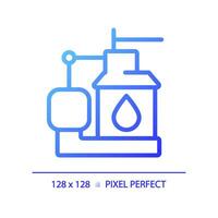2D pixel perfect gradient sump pump icon, isolated vector, blue thin line illustration representing plumbing. vector