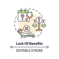 Lack of benefits multi color concept icon. No social protection. Limited access. Agriculture worker. Overtime work. Round shape line illustration. Abstract idea. Graphic design. Easy to use vector