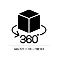 2D pixel perfect glyph style VR 360 icon, isolated vector, silhouette illustration representing VR, AR and MR. vector