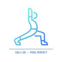 2D pixel perfect blue gradient exercise icon, isolated vector, meditation thin line illustration. vector