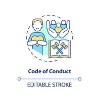 Editable code of conduct icon concept, isolated vector, lobbying government thin line illustration. vector