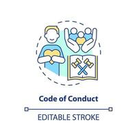 Editable code of conduct icon concept, isolated vector, lobbying government thin line illustration. vector