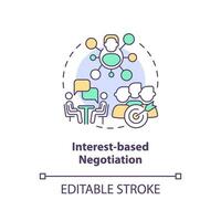 Editable interest based negotiation icon concept, isolated vector, lobbying government thin line illustration. vector