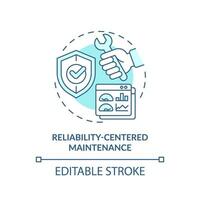 2D editable blue icon reliability centered maintenance concept, isolated vector, predictive maintenance thin line monochromatic illustration. vector