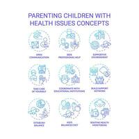 2D gradient icons set representing parenting children concepts, isolated vector, thin line illustration. vector