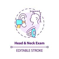 Head and neck exam concept icon. Baby development. Range of motion. Muscle tone. Child healthcare. Pediatric clinic abstract idea thin line illustration. Isolated outline drawing. Editable stroke vector