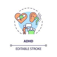 2D editable ADHD thin line icon concept, isolated vector, multicolor illustration representing behavioral therapy. vector