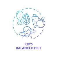 2D gradient icon kids balanced diet concept, isolated vector, illustration representing parenting children with health issues. vector