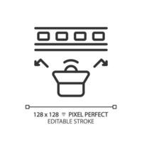 2D pixel perfect editable resilient sound channel black icon, isolated vector, soundproofing thin line illustration. vector