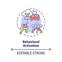 2D editable behavioral activation thin line icon concept, isolated vector, multicolor illustration representing behavioral therapy. vector
