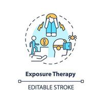 2D editable exposure therapy thin line icon concept, isolated vector, multicolor illustration representing behavioral therapy. vector