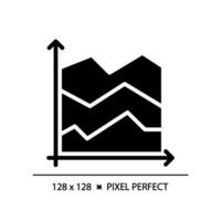 Area chart black glyph icon. Revenue management. Temperature change. Data presentation. Infographic element. Silhouette symbol on white space. Solid pictogram. Vector isolated illustration