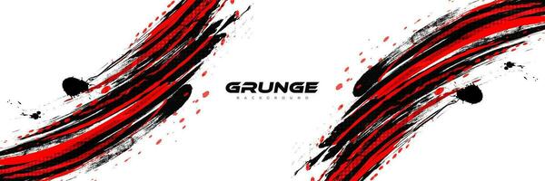 Abstract Red and Black Brush Background with Halftone Effect. Brush Stroke Illustration for Banner, Poster, or Sports Background. Scratch and Texture Elements For Design vector