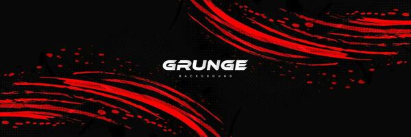 Abstract Red and Black Brush Background with Halftone Effect. Brush Stroke Illustration for Banner, Poster, or Sports Background. Scratch and Texture Elements For Design vector
