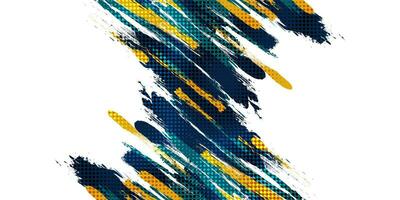 Blue and Yellow Brush Background with Halftone Effect Isolated on White Background. Sport Background with Grunge Style. Scratch and Texture Elements For Design vector