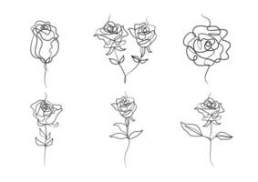 Continuous one line art drawing of beauty rose flower vector