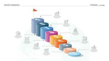 Bar chart circle 3d and icons for your Business reports and financial data presentation. vector