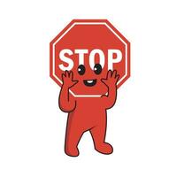 cute cartoon Red stop sign icon with text STOP vector