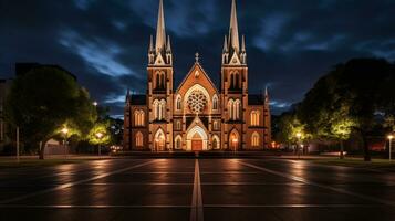 noche ver de S t. albahaca catedral. generativo ai foto