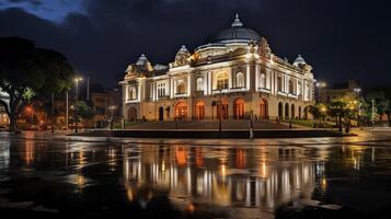 noche ver de teatro amazonas. generativo ai foto