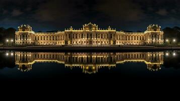 Night view of Schonbrunn Palace. Generative AI photo