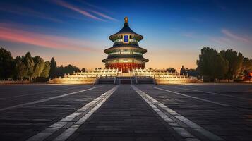 Night view of Temple of Heaven. Generative AI photo