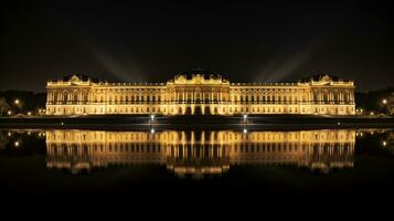 Night view of Schonbrunn Palace. Generative AI photo