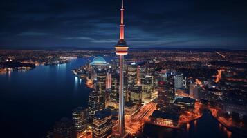 Night view of Sydney Tower Eye. Generative AI photo