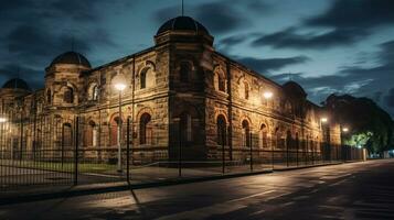 noche ver de antiguo melbourne cárcel. generativo ai foto