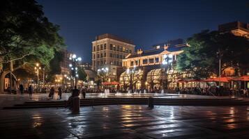 Night view of Nelson Mandela Square. Generative AI photo