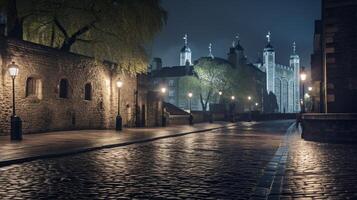 noche ver de torre de Londres. generativo ai foto