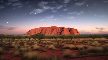 noche ver de uluru - ayeres roca. generativo ai foto